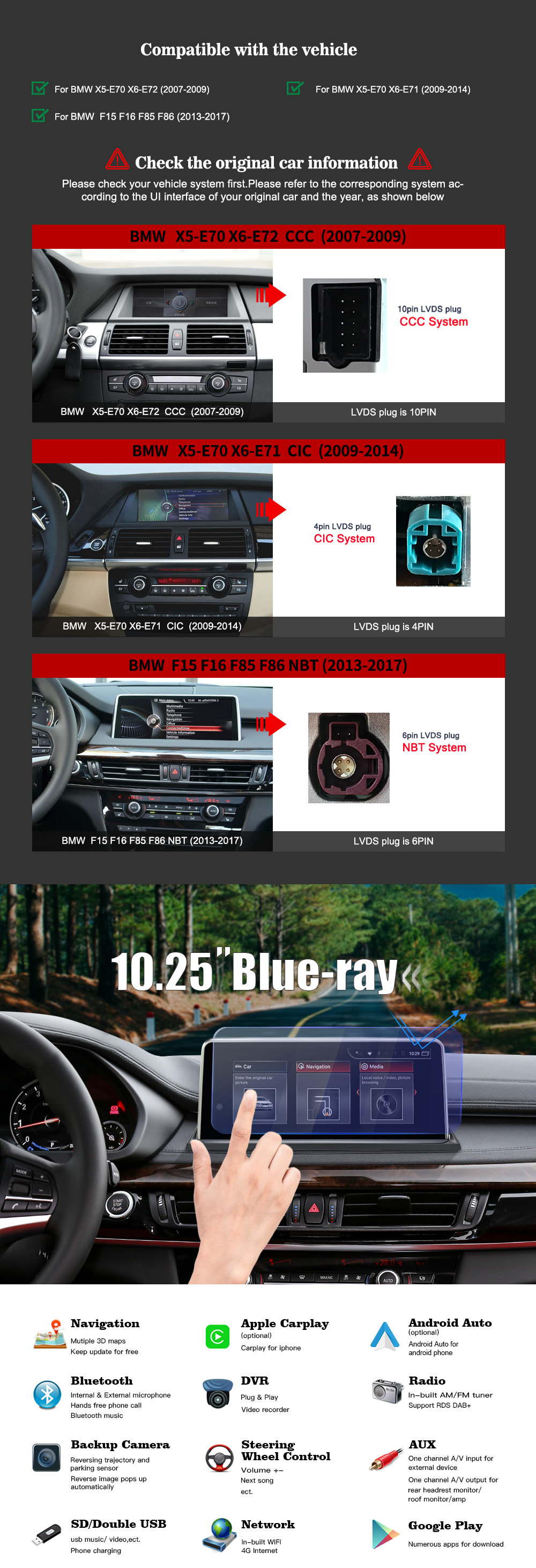 Wit-Up For BMW X5 X6 E70 E71 E72 10.25" Touch Screen Upgrade Radio Android 14 Aftermaket GPS Navi CarPlay Autoradio Car Stereo Multimedia