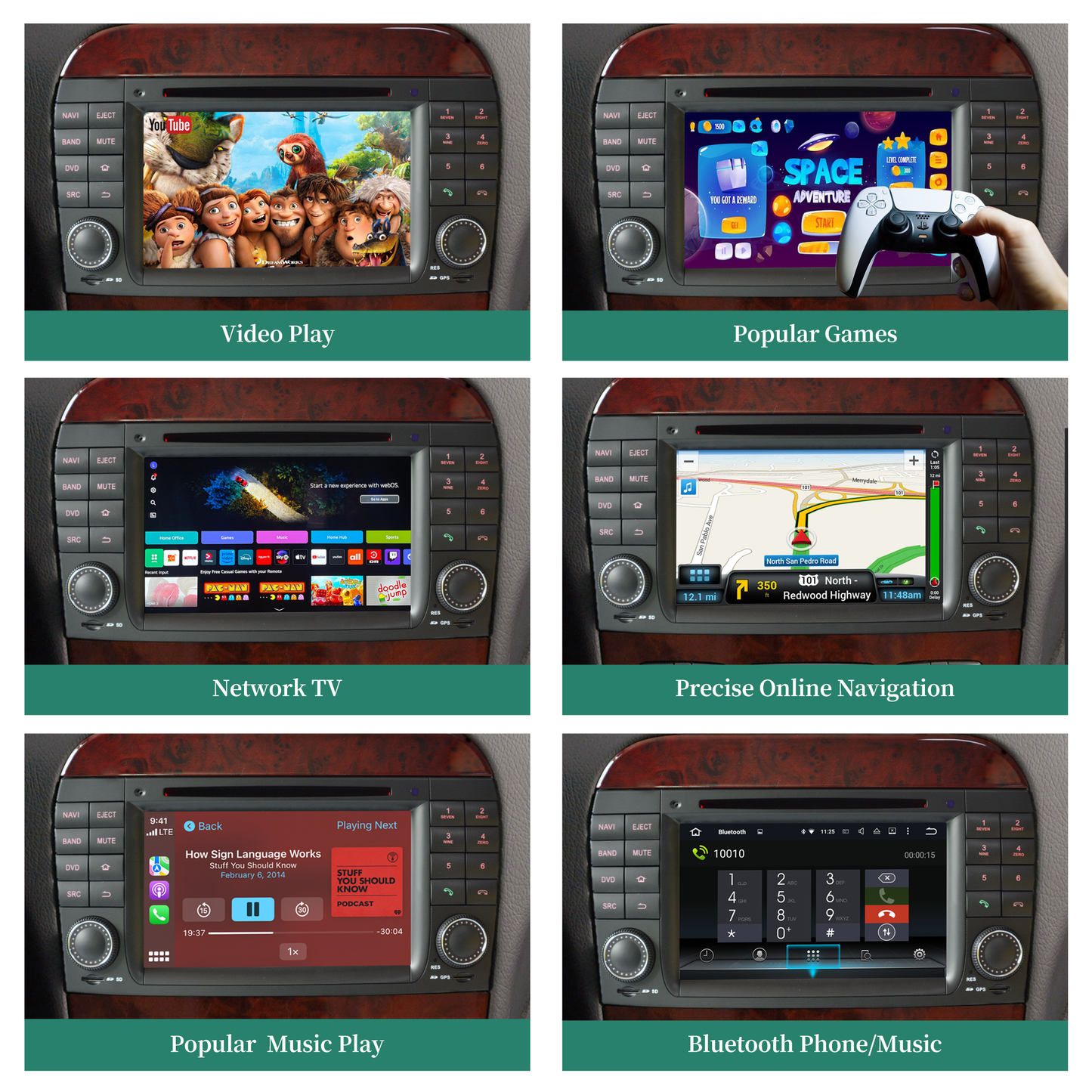 W215 W220 Radio Mercedes Benz S-CL-Class S280 S320 S320 S400 S350 S430 S500 S600 S55 S63 S65 CL500 CL600 CL55 CL63 CL65 Stereo Upgrade 7 Inth TouchScreen Apple CarPlay Andriod Auto Netflix DVD WiFi