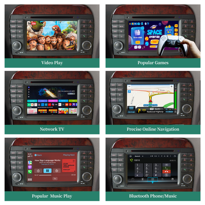 W215 W220 Radio Mercedes Benz S-CL-Class S280 S320 S320 S400 S350 S430 S500 S600 S55 S63 S65 CL500 CL600 CL55 CL63 CL65 Stereo Upgrade 7 Inth TouchScreen Apple CarPlay Andriod Auto Netflix DVD WiFi