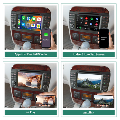 W215 W220 Radio Mercedes Benz S-CL-Class S280 S320 S320 S400 S350 S430 S500 S600 S55 S63 S65 CL500 CL600 CL55 CL63 CL65 Stereo Upgrade 7 Inth TouchScreen Apple CarPlay Andriod Auto Netflix DVD WiFi