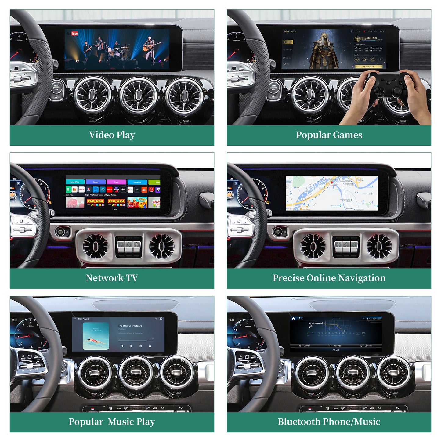 3 in 1 Android Auto AI Adapter for Mercedes C118 X118 CLA-Class MBUX Apple CarPlay Full Screen Access Android  Apps to 10.25 Touch Screen Games Music Netflix Spotify Facebook Navigation