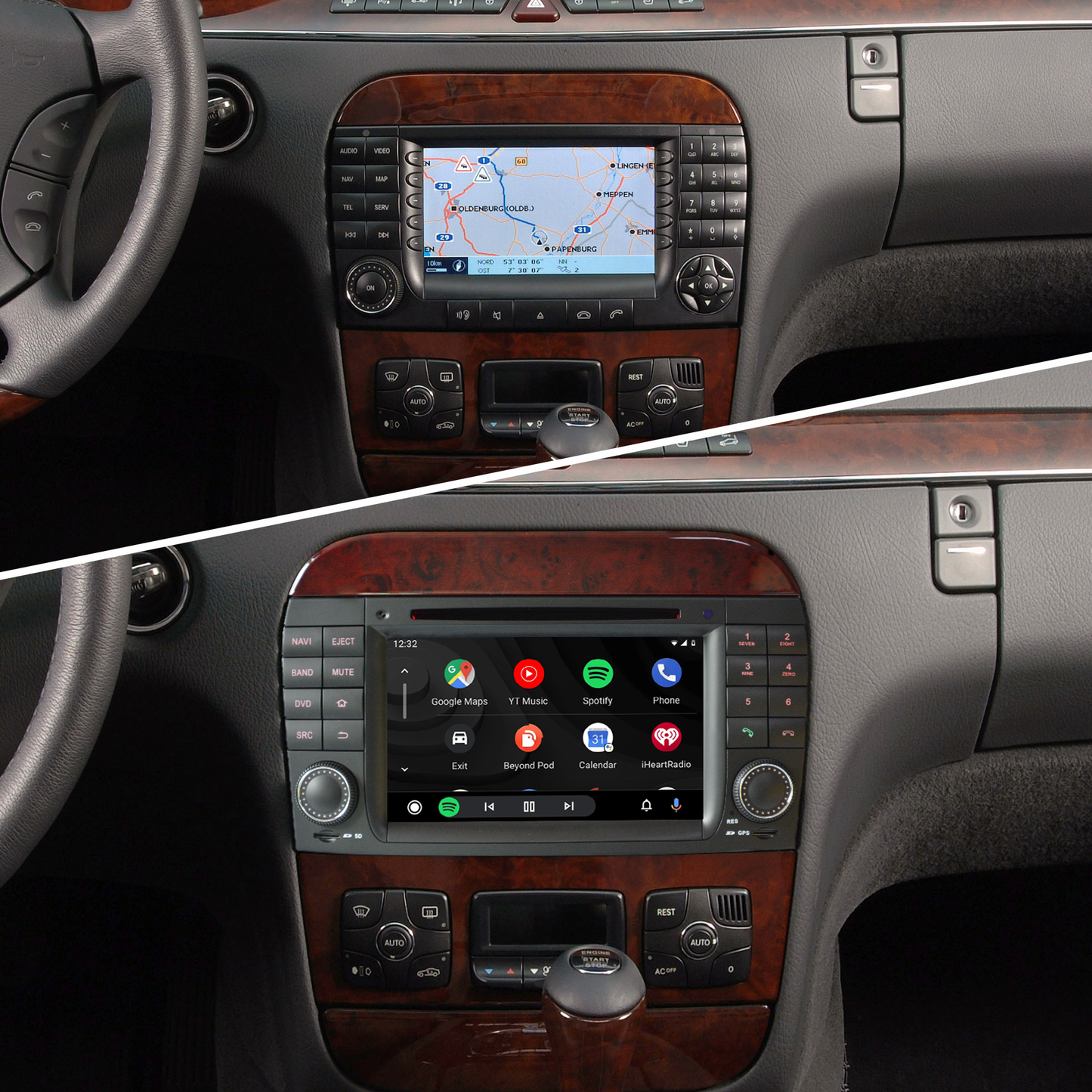 W215 W220 Radio Mercedes Benz S-CL-Class S280 S320 S320 S400 S350 S430 S500 S600 S55 S63 S65 CL500 CL600 CL55 CL63 CL65 Stereo Upgrade 7 Inth TouchScreen Apple CarPlay Andriod Auto Netflix DVD WiFi