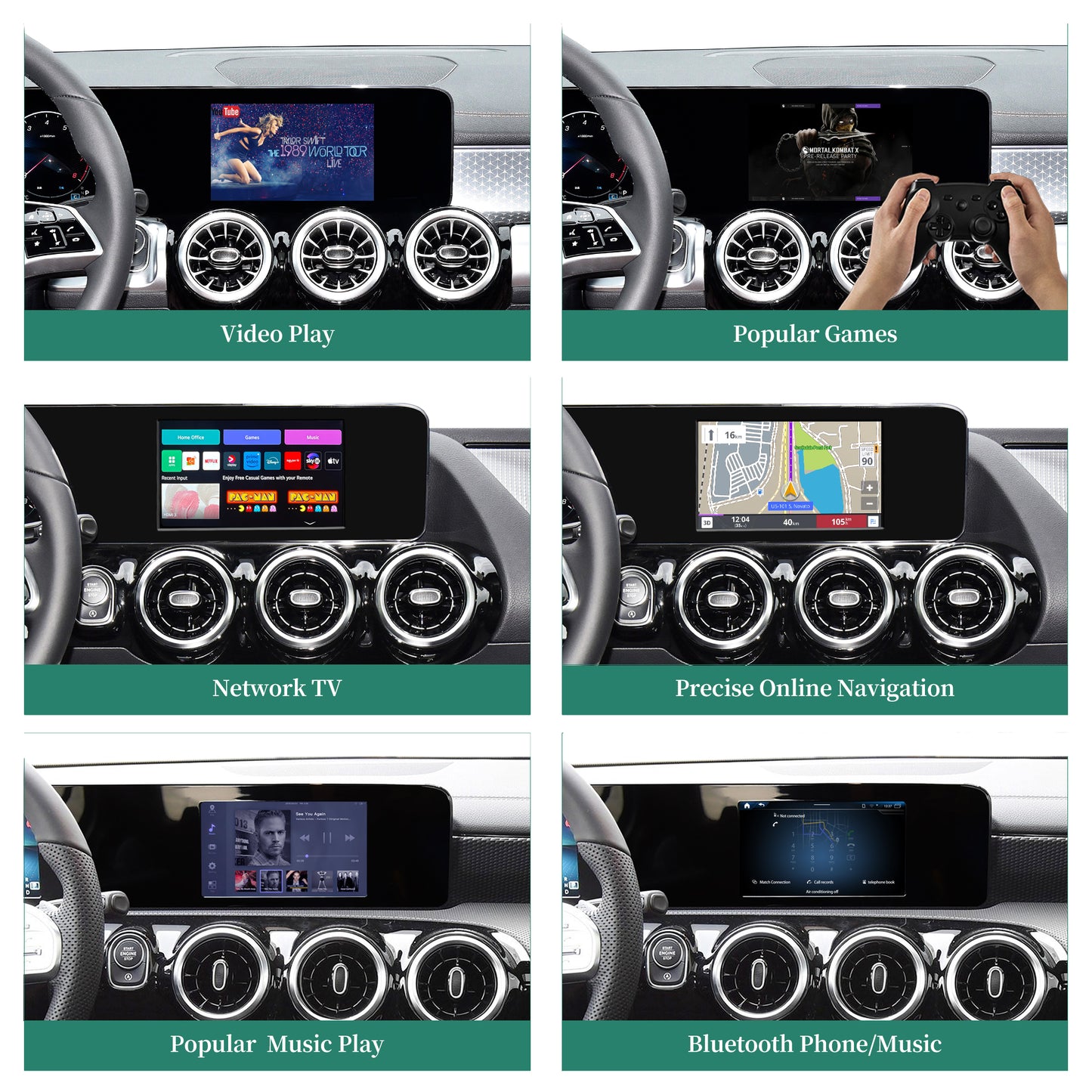 Android Auto AI Adapter for Mercedes V-Class MBUX W447 with 7 inch Touch Screen Add Wireless Apple CarPlay Full Screen Android 14 Apps Netflix Spotify Twitch TikTok Navigation
