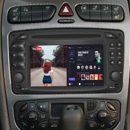 Wit-up Mercedes W203 S203 Radio Upgrade 6.2 Touch Screen Add Wireless Apple CarPlay Android Auto Android System GPS Navigation Google Maps Vehicle Cameras Bluetooth Calls AM FM DVD Netflix Spotify TikTok