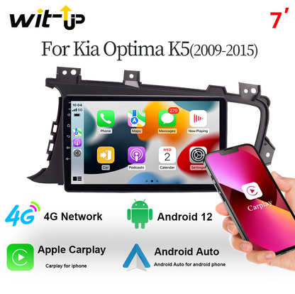 Wit-Up Kia Optima Audio Upgrade For K5 Touch Screen Radio Head Unit Aftermarket Replacement Double din Stereo Android 12 Apple CarPlay & Android Auto GPS Navigation Bluetooth Backup Camera Video Games