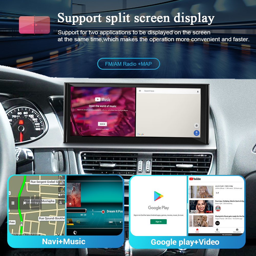 Audi A4 Radio Replacement Autoradio Stereo A5 B8 MM Touch Screen Netflix 4G Wi-Fi Android 13 Head Unit Aftermarket  Double Din Spotify Movies YouTube Google Maps TikTok 2009 2010 2011 2012 2013 2014 2015