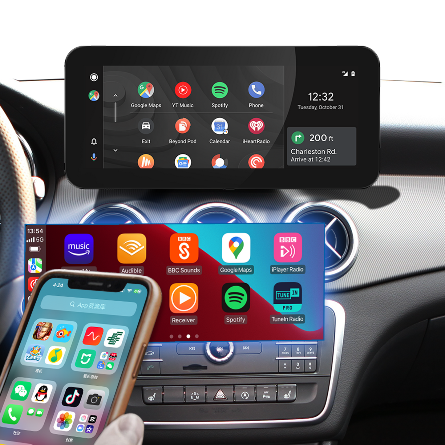 Wireless Carpaly for Mercedes Benz A-W176/B-W246/G-W460/CLA-C117 GLA-X156 Android Auto Head Unit Multimedia Stereo Radio Player