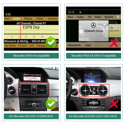 Mercedes GLK X204 NTG 4.0 install 7 inch Android Touch Screen Wireless Apple CarPlay Android Auto Split Screen Mode Samsung Phone Apps Mirror Full Screen Navigation Waze Netflix Spotify Backup Cameras