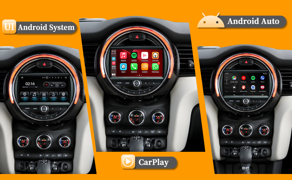 Wit-up 6.5 Mini Cooper NBT F60 Apple CarPlay Upgrade 7-inch Touch Screen Wireless Android Auto Netflix Navigation Google Maps Vehicle Cameras Android Apps Games Music Movies TV Receive Calls Via Bluetooth Google Map YouTube Tiktok