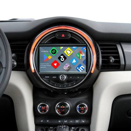 Wit-up 6.5 Mini Cooper NBT F60 Apple CarPlay Upgrade 7-inch Touch Screen Wireless Android Auto Netflix Navigation Google Maps Vehicle Cameras Android Apps Games Music Movies TV Receive Calls Via Bluetooth Google Map YouTube Tiktok