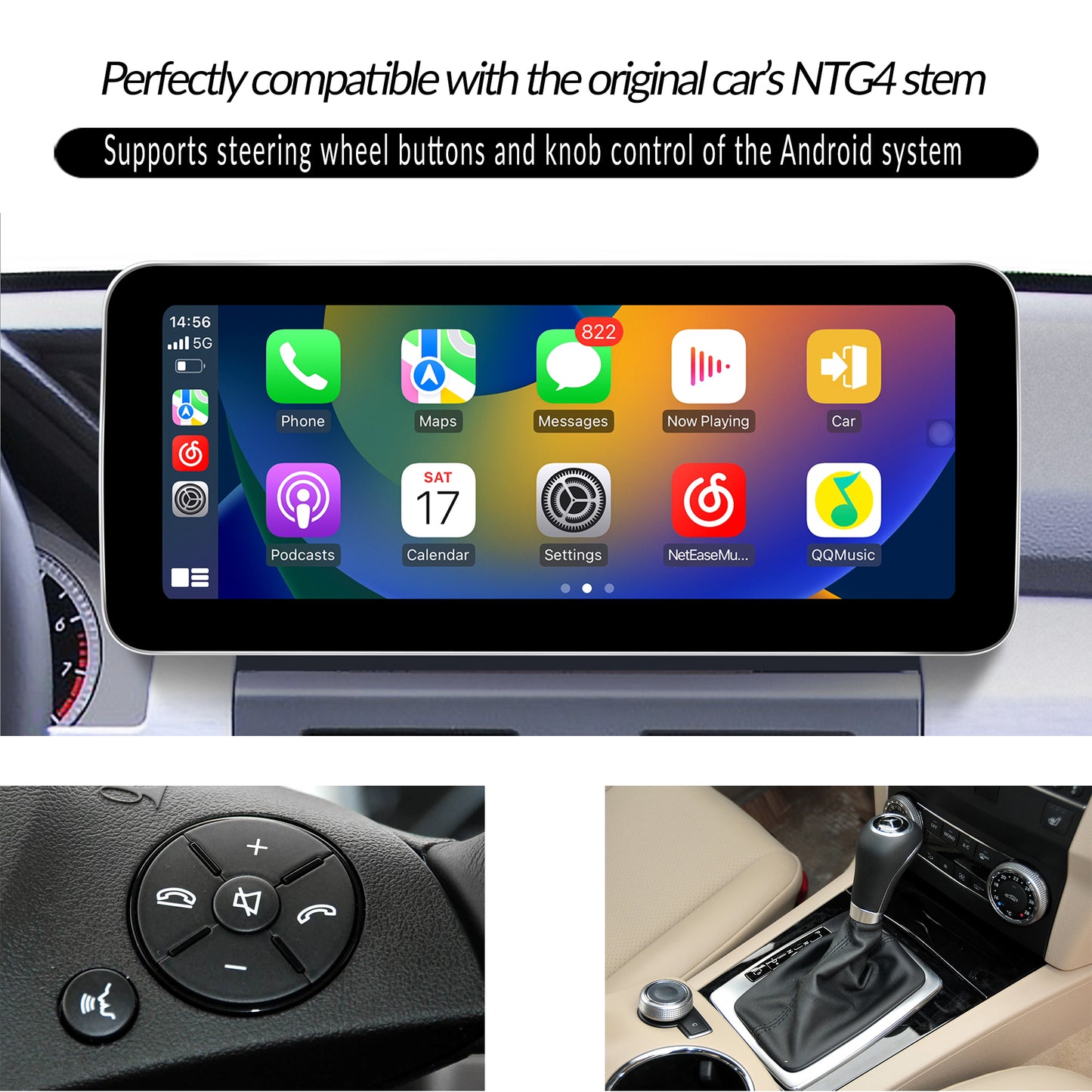 Mercedes GLK X204 NTG 4.5 install 10.25 Android Touch Screen Wireless Apple CarPlay Android Auto Split Screen Mode Samsung Phone Apps Mirror Full Screen Navigation Waze Netflix Spotify Backup Cameras