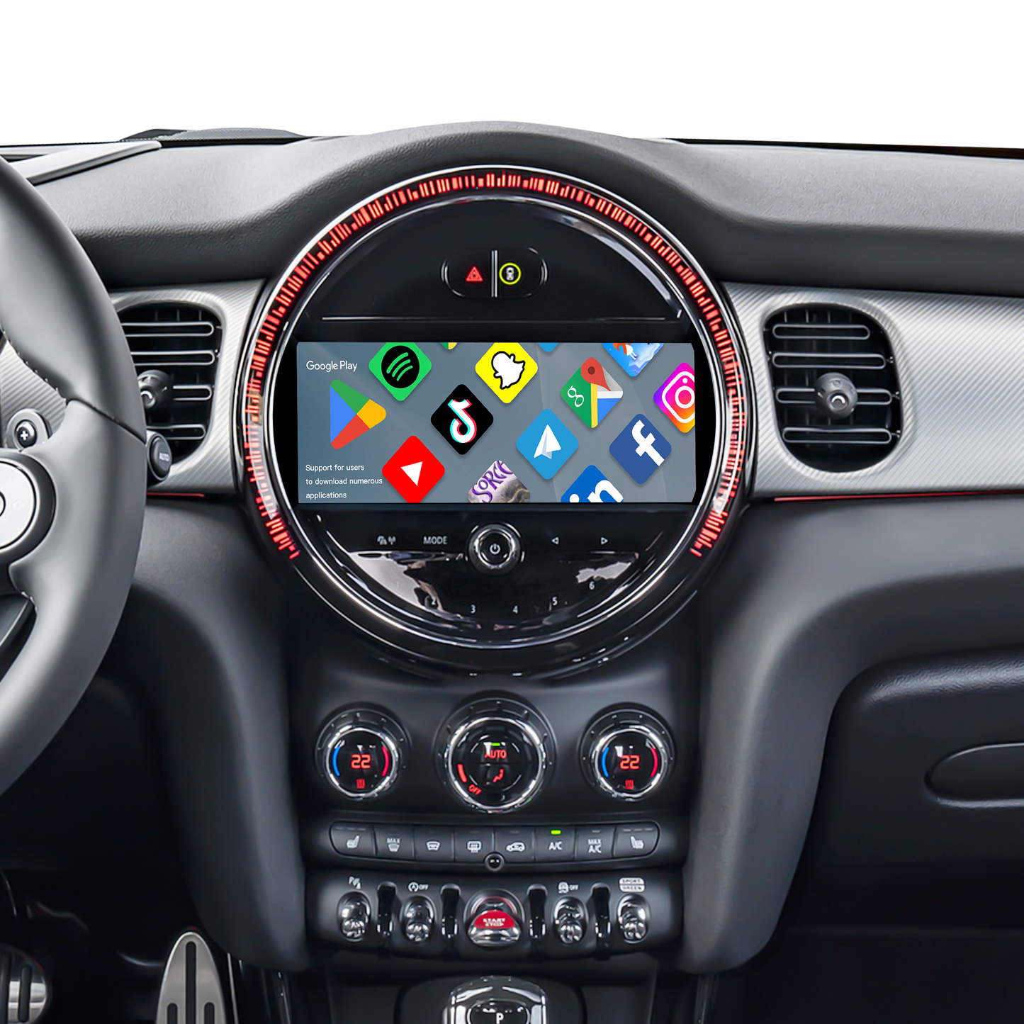 Wit-up Mini Cooper CarPlay Adapter for Mini NBT EVO F54 8.8-inch Screen Wireless Apple CarPlay and Android Auto Full Screen Mirroring iPhone Apps Spotify Movies Pluto TV Google Maps Calls Via Bluetooth Google YouTube Tiktok