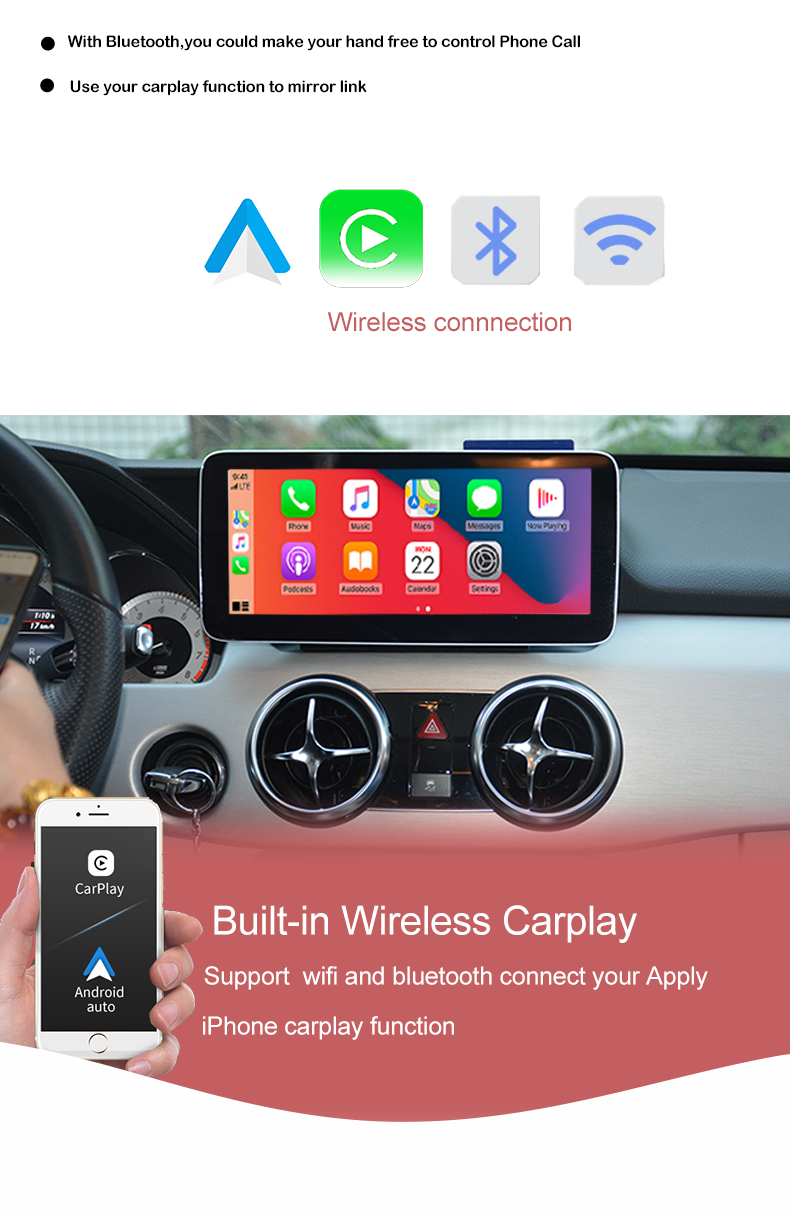Wit-Up 10.25" Touchscreen GPS Navi Autoradio Stereo Wireless Carplay For Benz GLK 2008-2015 Youtube Apply Carplay  Mirroring - Wit-Up Media Refit Tech