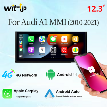 Wit-Up Autoradio Stereo  For Audi A1 MMI 2G MMI 3G MIB  12.3" Touchscreen GPS Navi  Wireless Carplay Youtube Apply Carplay AirPlay Mirroring Wired Android  2010 2011 2012 2013 2014 2015 2016 2017 2018