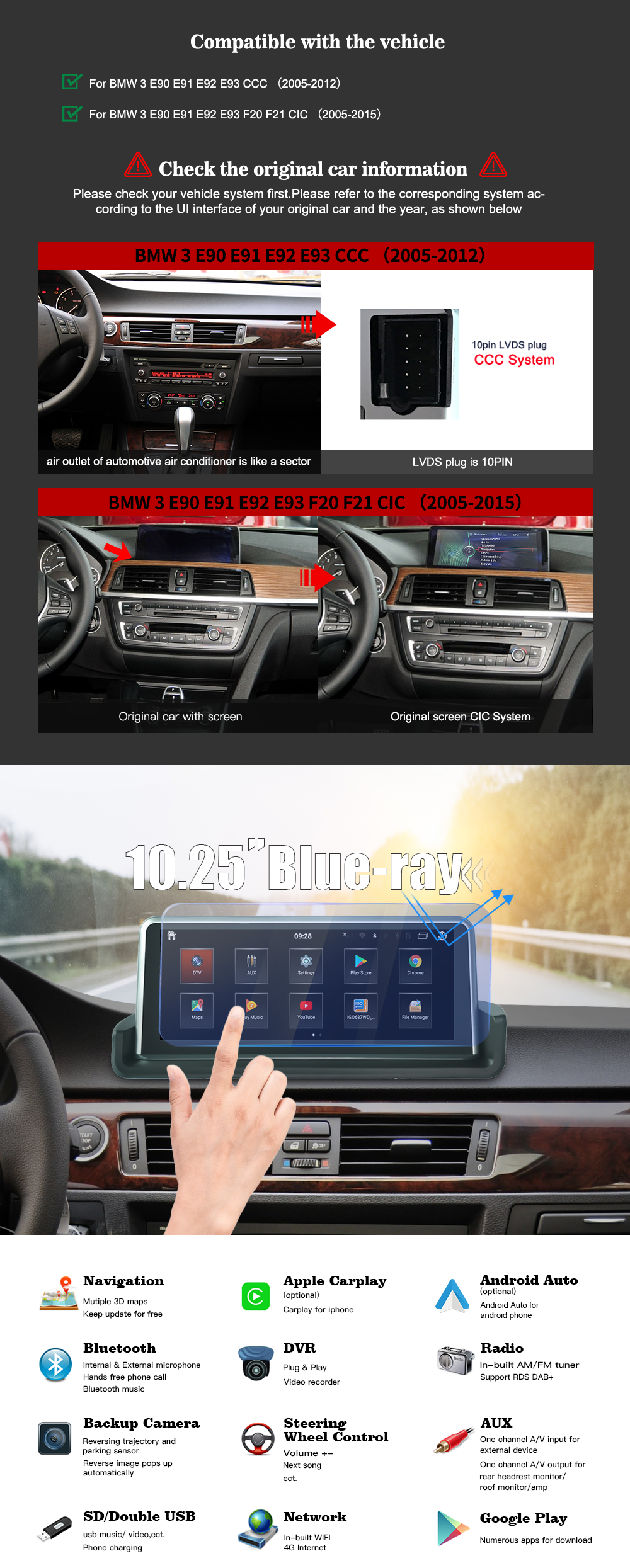 Wit-Up For BMW 3/4 E90 E91 E92 E93 10.25" Touch Screen Upgrade Radio Android 14 Aftermaket GPS Navi CarPlay Autoradio Car Stereo Multimedia